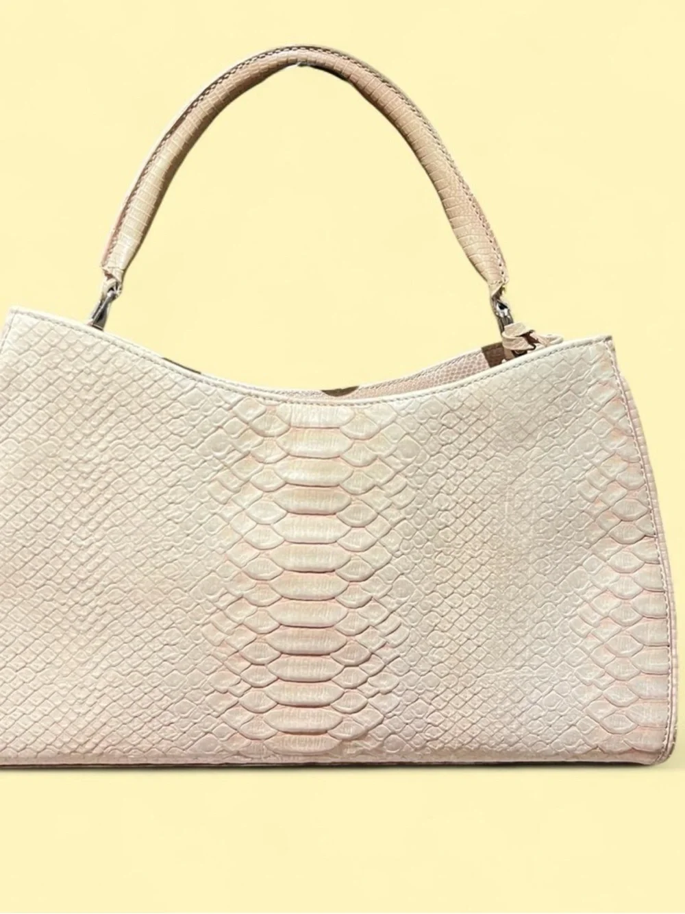 Brahmin Pale Pink Textured Snake-Embossed Top-Handle Crossbody Rare - Picture 2 of 7